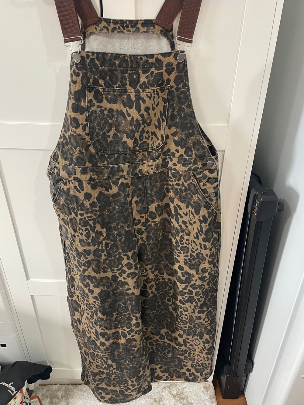 Cider Leopard Print Women's Overalls - Brown/Black